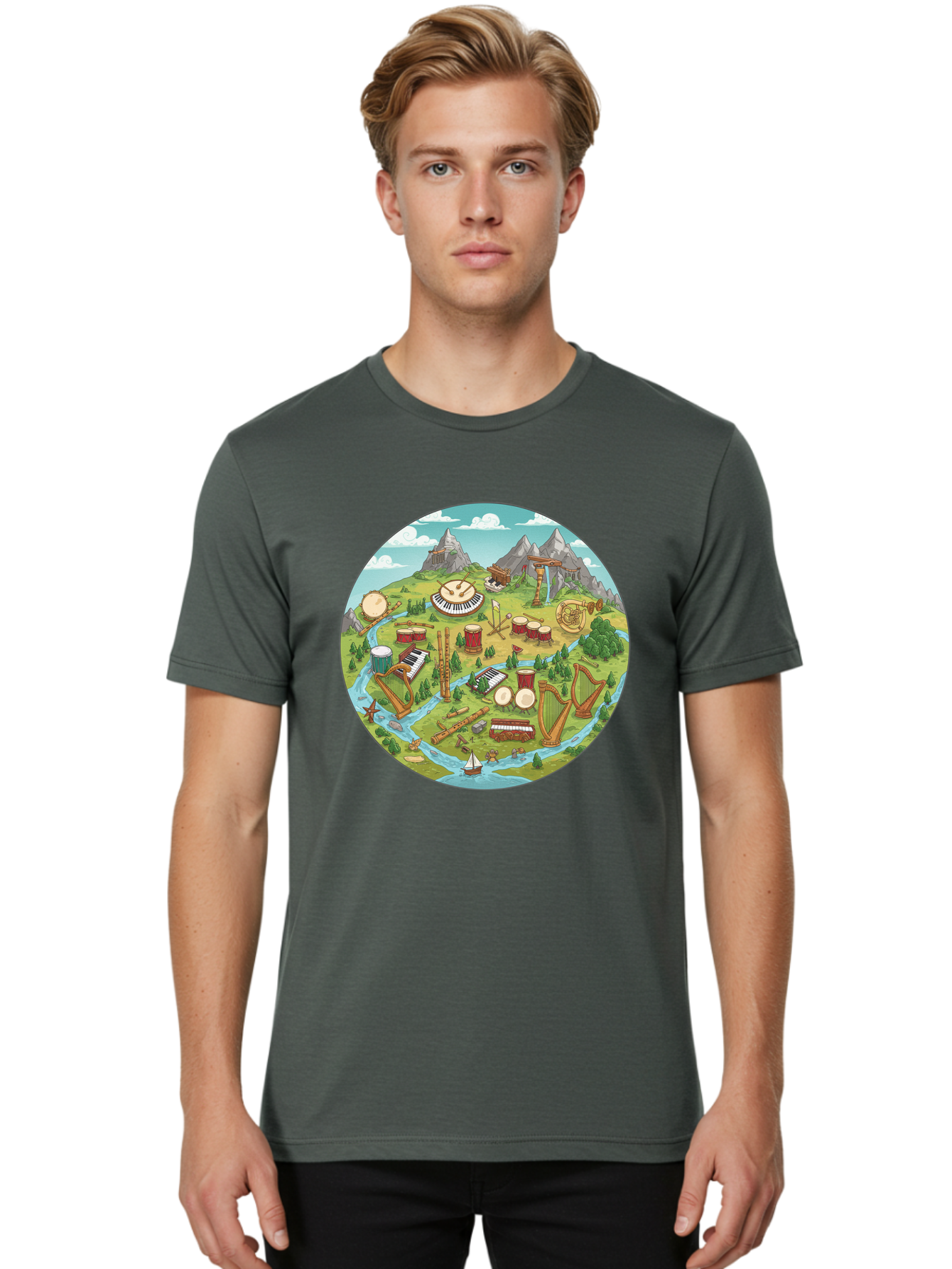 Music-Instruments-Landscape Men'S Graphic Tee, 100% Cotton, Comfortable Casual Summer Wear, Machine Washable, Vintage Camera, Old Camera, Antique Camera, Black Camera, Classic Photography, Photography Equipment, Nostalgic Device, Film Camera, Baf236