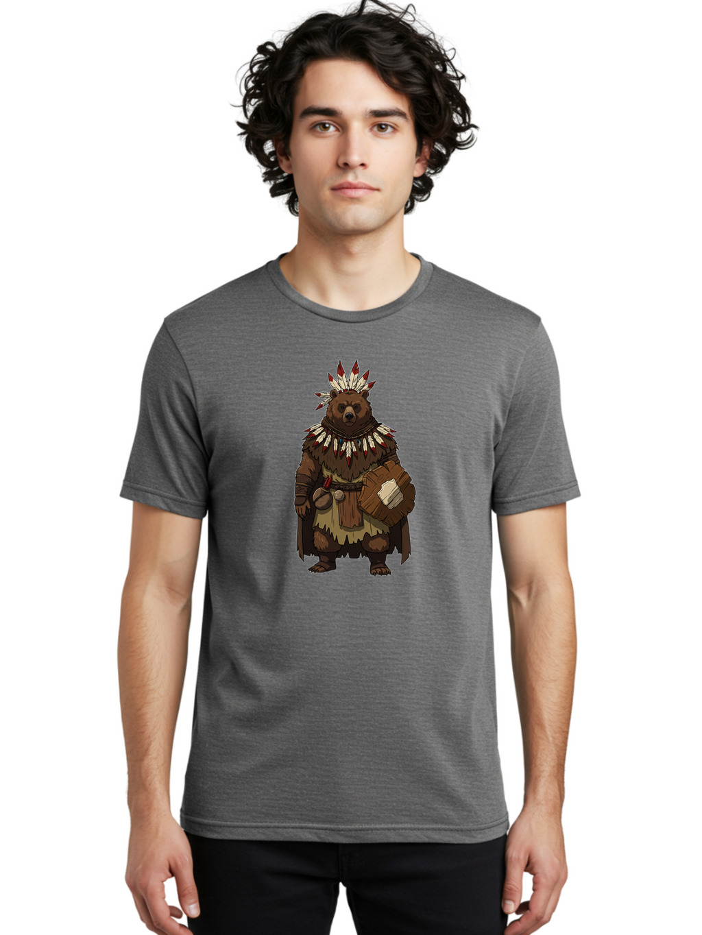 Native-American-Bear-Warrior Men'S Graphic Tee, 100% Cotton, Comfortable Casual Summer Wear, Machine Washable, Vintage Camera, Old Camera, Antique Camera, Black Camera, Classic Photography, Photography Equipment, Nostalgic Device, Film Camera, Baf238