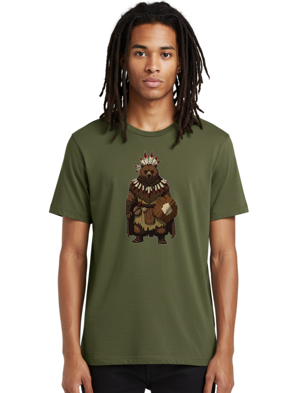 Native-American-Bear-Warrior Men'S Graphic Tee, 100% Cotton, Comfortable Casual Summer Wear, Machine Washable, Vintage Camera, Old Camera, Antique Camera, Black Camera, Classic Photography, Photography Equipment, Nostalgic Device, Film Camera, Baf238