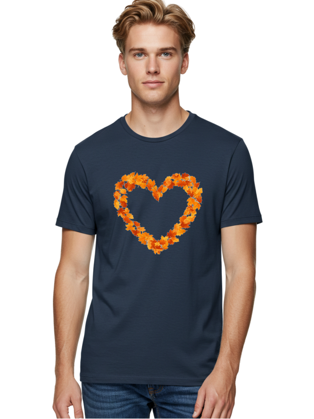 Orange-Leaves-Heart Men'S Graphic Tee, 100% Cotton, Comfortable Casual Summer Wear, Machine Washable, Vintage Camera, Old Camera, Antique Camera, Black Camera, Classic Photography, Photography Equipment, Nostalgic Device, Film Camera, Baf244