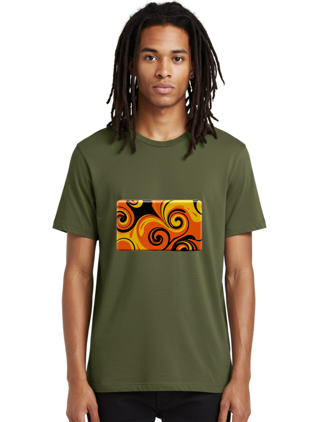Orange-Swirl-Design Men'S Graphic Tee, 100% Cotton, Comfortable Casual Summer Wear, Machine Washable, Vintage Camera, Old Camera, Antique Camera, Black Camera, Classic Photography, Photography Equipment, Nostalgic Device, Film Camera, Baf245