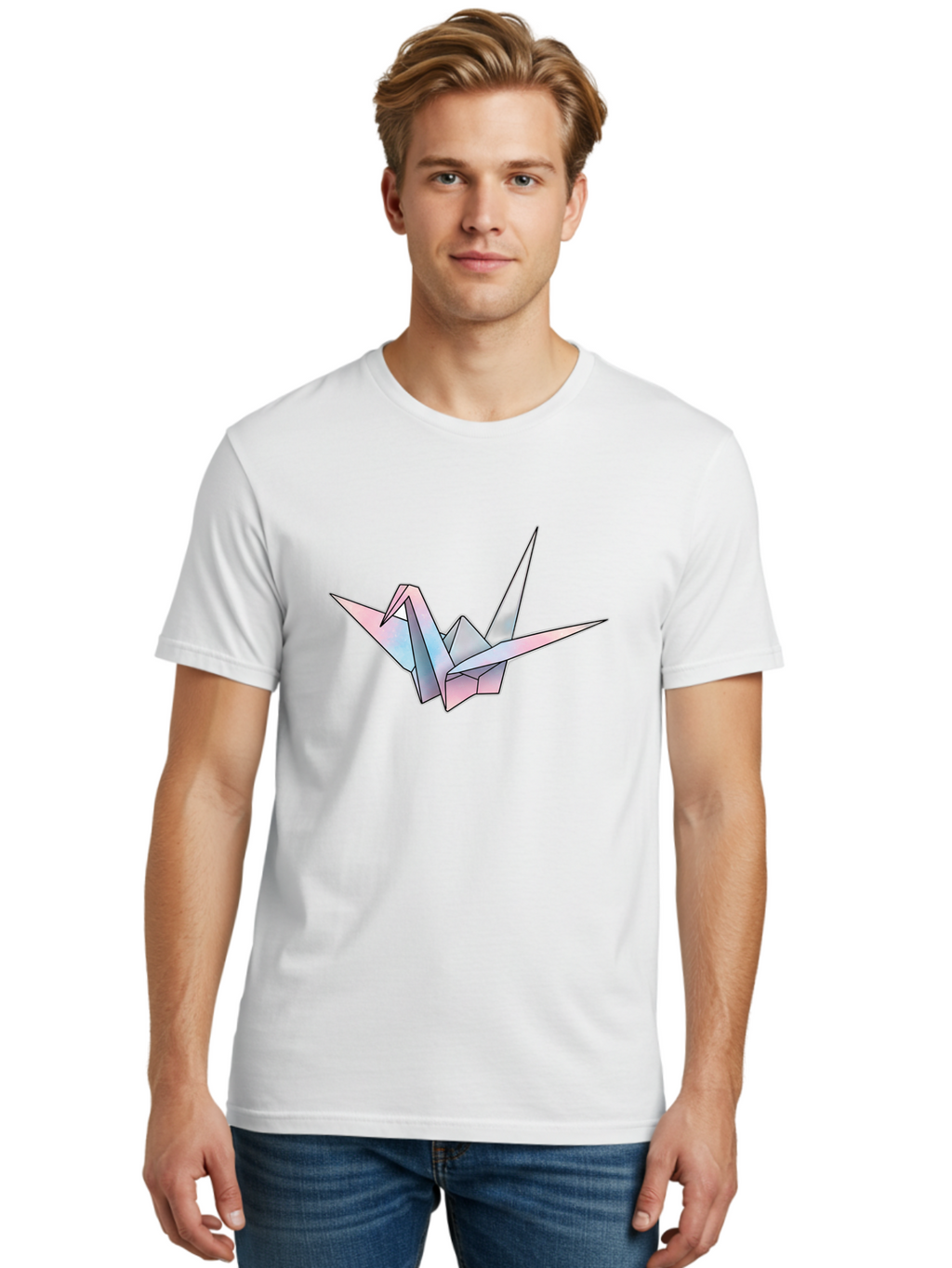 Origami-Crane-2 Men'S Graphic Tee, 100% Cotton, Comfortable Casual Summer Wear, Machine Washable, Vintage Camera, Old Camera, Antique Camera, Black Camera, Classic Photography, Photography Equipment, Nostalgic Device, Film Camera, Camera Art Baf250