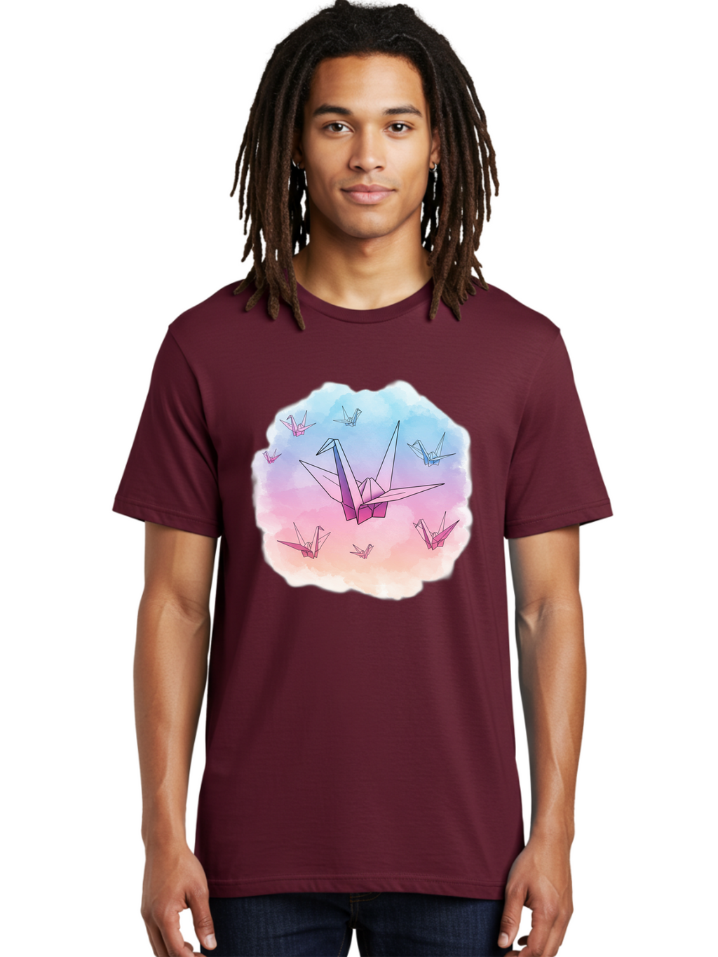 Origami-Cranes-2 Men'S Graphic Tee, 100% Cotton, Comfortable Casual Summer Wear, Machine Washable, Vintage Camera, Old Camera, Antique Camera, Black Camera, Classic Photography, Photography Equipment, Nostalgic Device, Film Camera, Camera Art Baf254