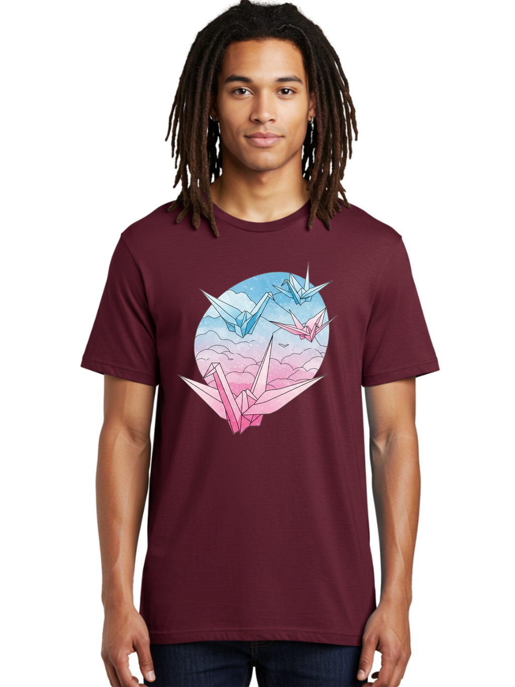 Origami-Cranes-3 Men'S Graphic Tee, 100% Cotton, Comfortable Casual Summer Wear, Machine Washable, Vintage Camera, Old Camera, Antique Camera, Black Camera, Classic Photography, Photography Equipment, Nostalgic Device, Film Camera, Camera Art Baf255