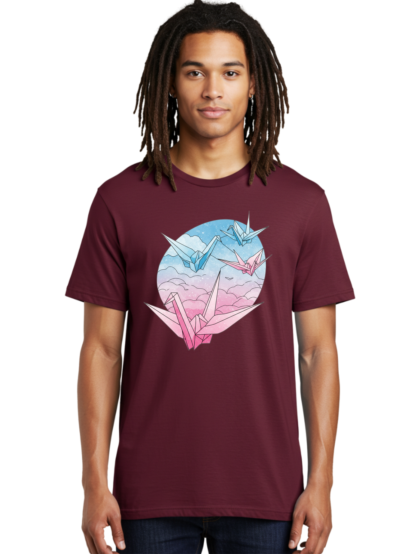 Origami-Cranes-3 Men'S Graphic Tee, 100% Cotton, Comfortable Casual Summer Wear, Machine Washable, Vintage Camera, Old Camera, Antique Camera, Black Camera, Classic Photography, Photography Equipment, Nostalgic Device, Film Camera, Camera Art Baf255