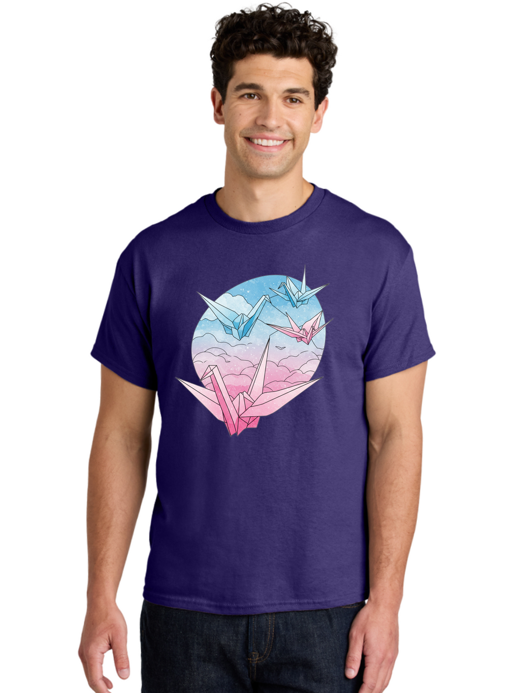 Origami-Cranes-3 Men'S Graphic Tee, 100% Cotton, Comfortable Casual Summer Wear, Machine Washable, Vintage Camera, Old Camera, Antique Camera, Black Camera, Classic Photography, Photography Equipment, Nostalgic Device, Film Camera, Camera Art Baf255