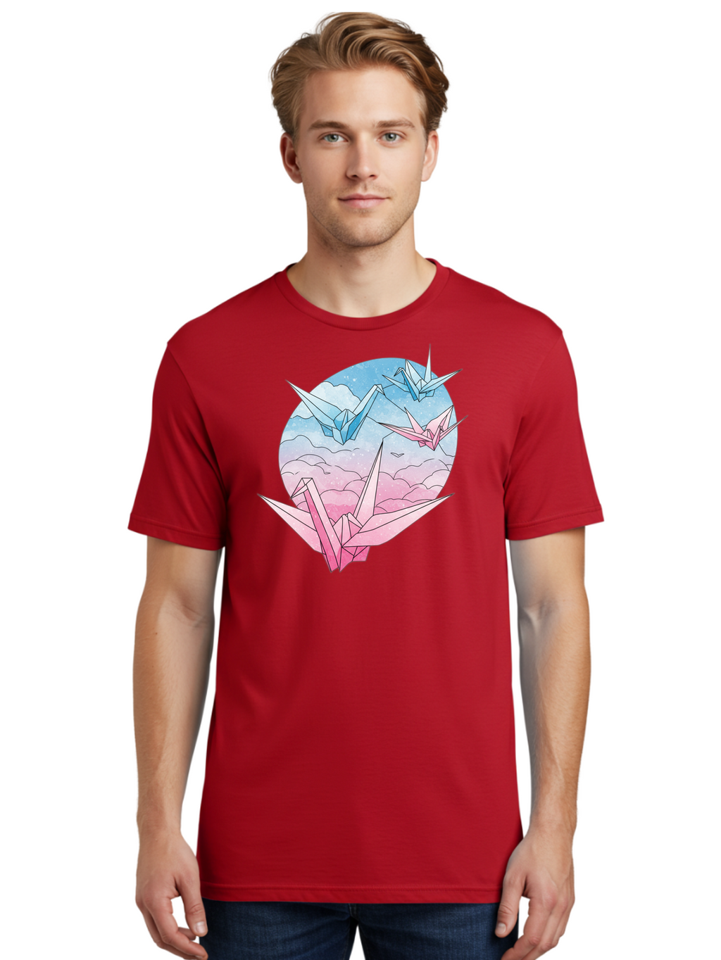 Origami-Cranes-3 Men'S Graphic Tee, 100% Cotton, Comfortable Casual Summer Wear, Machine Washable, Vintage Camera, Old Camera, Antique Camera, Black Camera, Classic Photography, Photography Equipment, Nostalgic Device, Film Camera, Camera Art Baf255