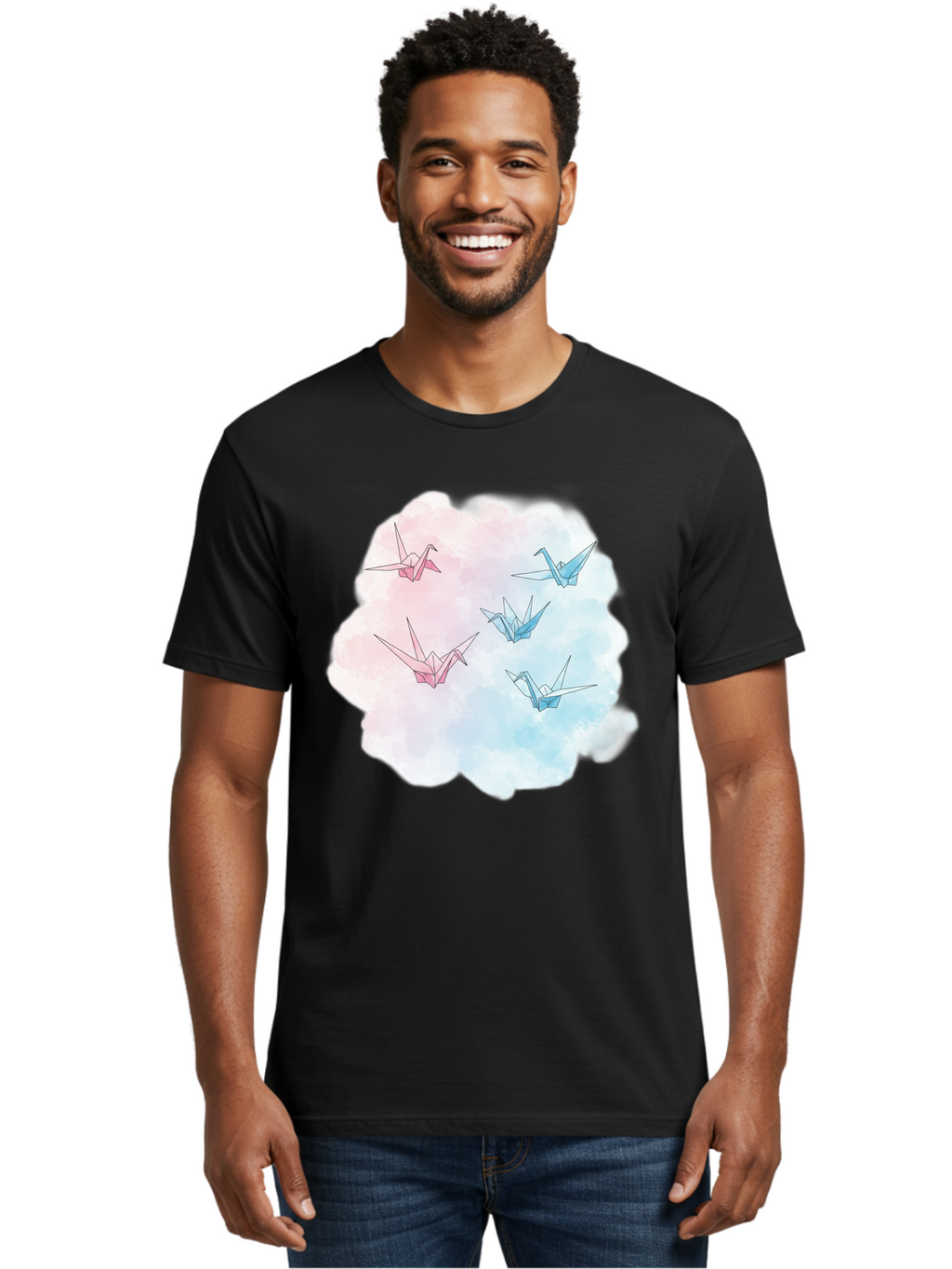 Origami-Cranes-On-Cloud Men'S Graphic Tee, 100% Cotton, Comfortable Casual Summer Wear, Machine Washable, Vintage Camera, Old Camera, Antique Camera, Black Camera, Classic Photography, Photography Equipment, Nostalgic Device, Film Camera, Baf256