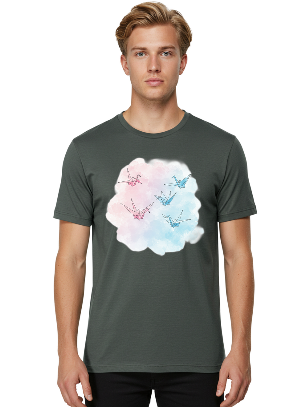 Origami-Cranes-On-Cloud Men'S Graphic Tee, 100% Cotton, Comfortable Casual Summer Wear, Machine Washable, Vintage Camera, Old Camera, Antique Camera, Black Camera, Classic Photography, Photography Equipment, Nostalgic Device, Film Camera, Baf256
