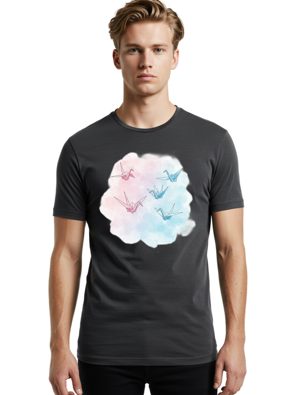 Origami-Cranes-On-Cloud Men'S Graphic Tee, 100% Cotton, Comfortable Casual Summer Wear, Machine Washable, Vintage Camera, Old Camera, Antique Camera, Black Camera, Classic Photography, Photography Equipment, Nostalgic Device, Film Camera, Baf256