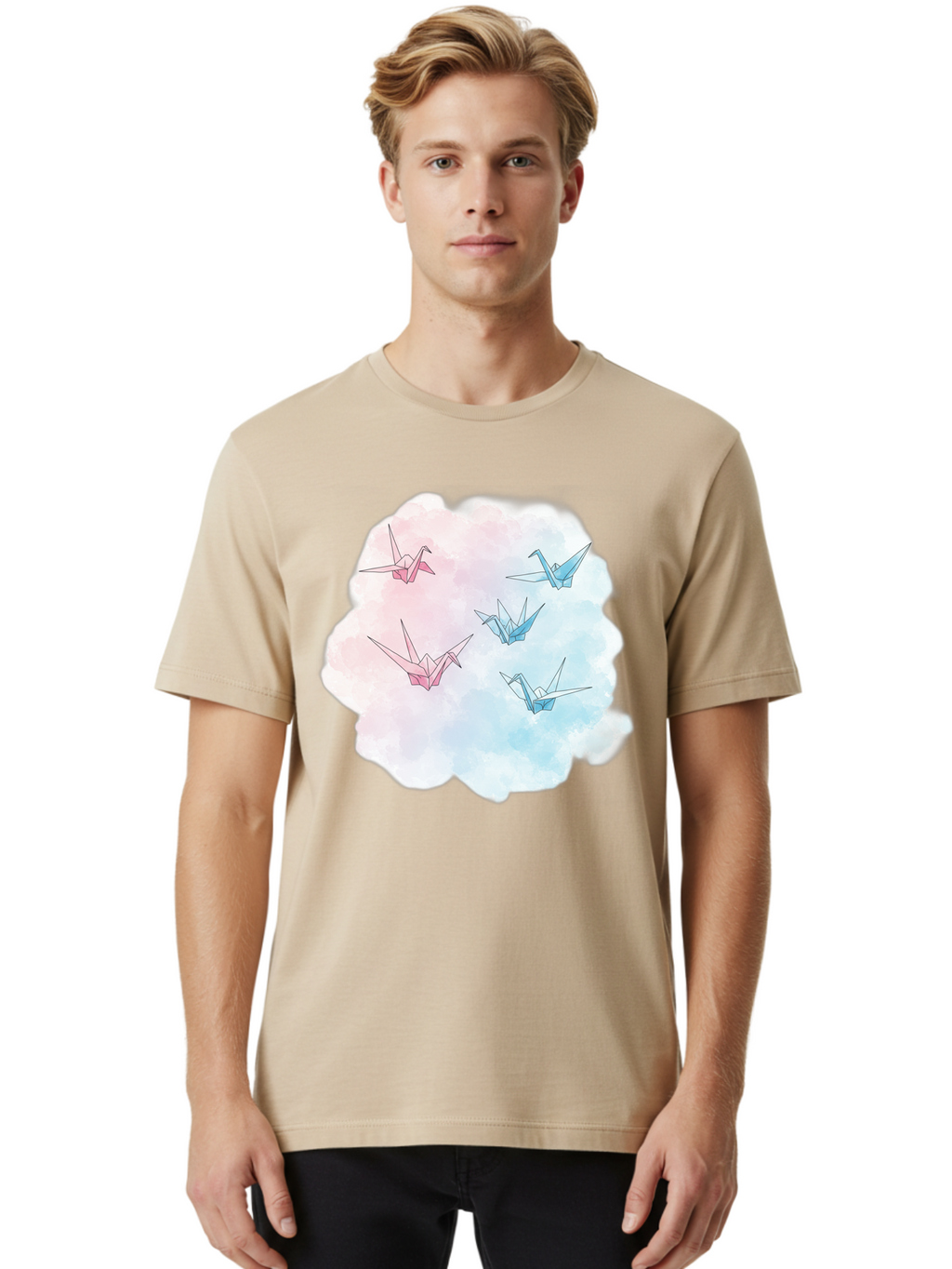 Origami-Cranes-On-Cloud Men'S Graphic Tee, 100% Cotton, Comfortable Casual Summer Wear, Machine Washable, Vintage Camera, Old Camera, Antique Camera, Black Camera, Classic Photography, Photography Equipment, Nostalgic Device, Film Camera, Baf256