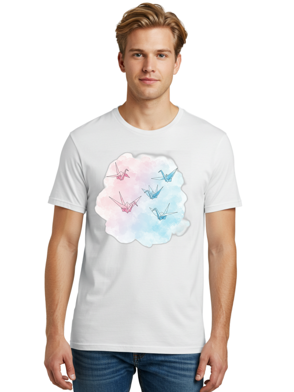 Origami-Cranes-On-Cloud Men'S Graphic Tee, 100% Cotton, Comfortable Casual Summer Wear, Machine Washable, Vintage Camera, Old Camera, Antique Camera, Black Camera, Classic Photography, Photography Equipment, Nostalgic Device, Film Camera, Baf256
