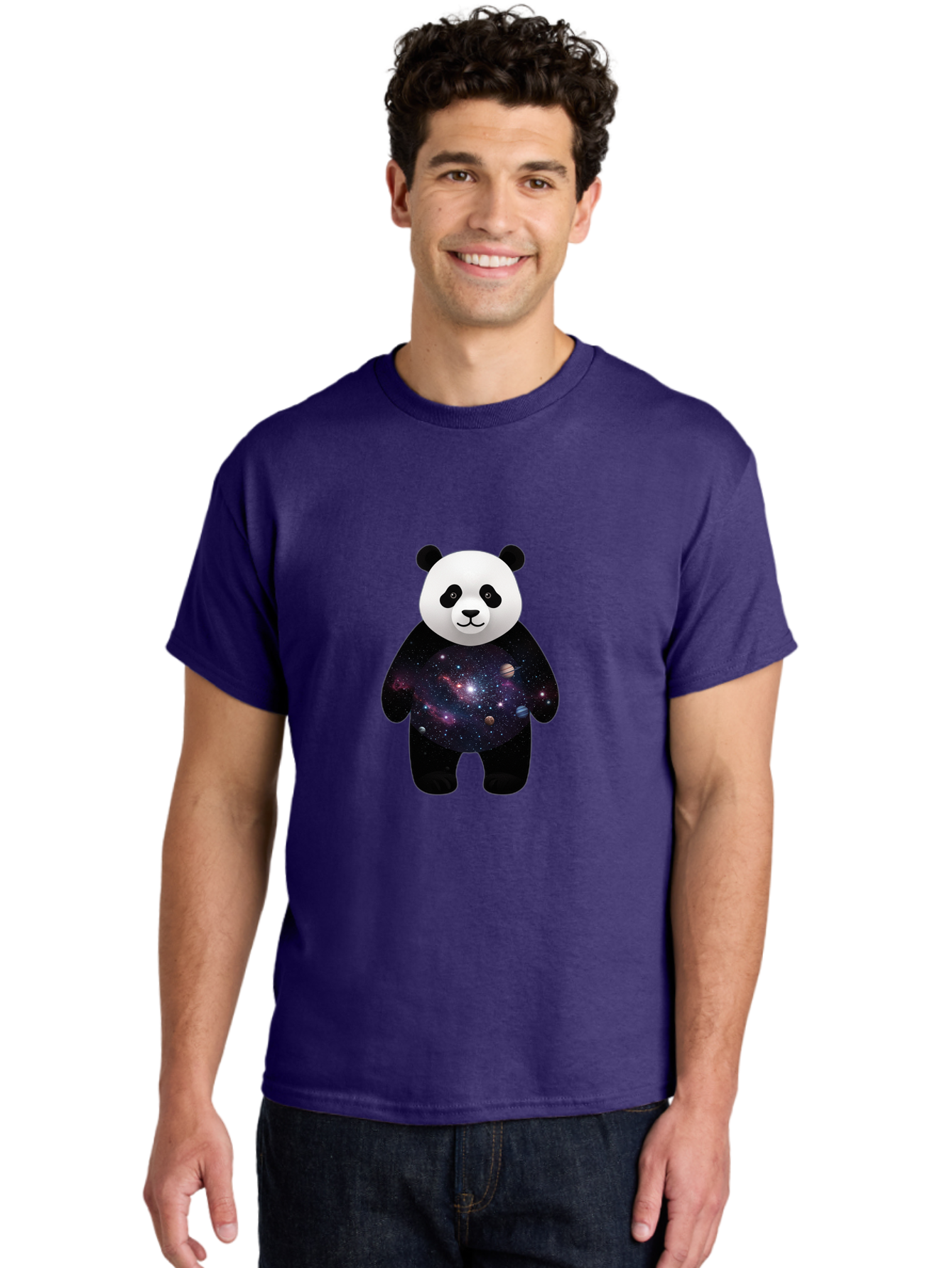 Panda-Galaxy-1 Men'S Graphic Tee, 100% Cotton, Comfortable Casual Summer Wear, Machine Washable, Vintage Camera, Old Camera, Antique Camera, Black Camera, Classic Photography, Photography Equipment, Nostalgic Device, Film Camera, Camera Art Baf289