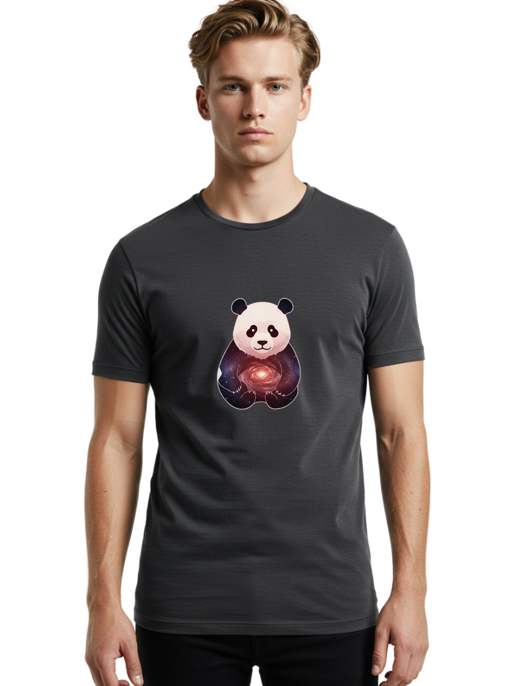 Panda-Galaxy-2 Men'S Graphic Tee, 100% Cotton, Comfortable Casual Summer Wear, Machine Washable, Vintage Camera, Old Camera, Antique Camera, Black Camera, Classic Photography, Photography Equipment, Nostalgic Device, Film Camera, Camera Art Baf290