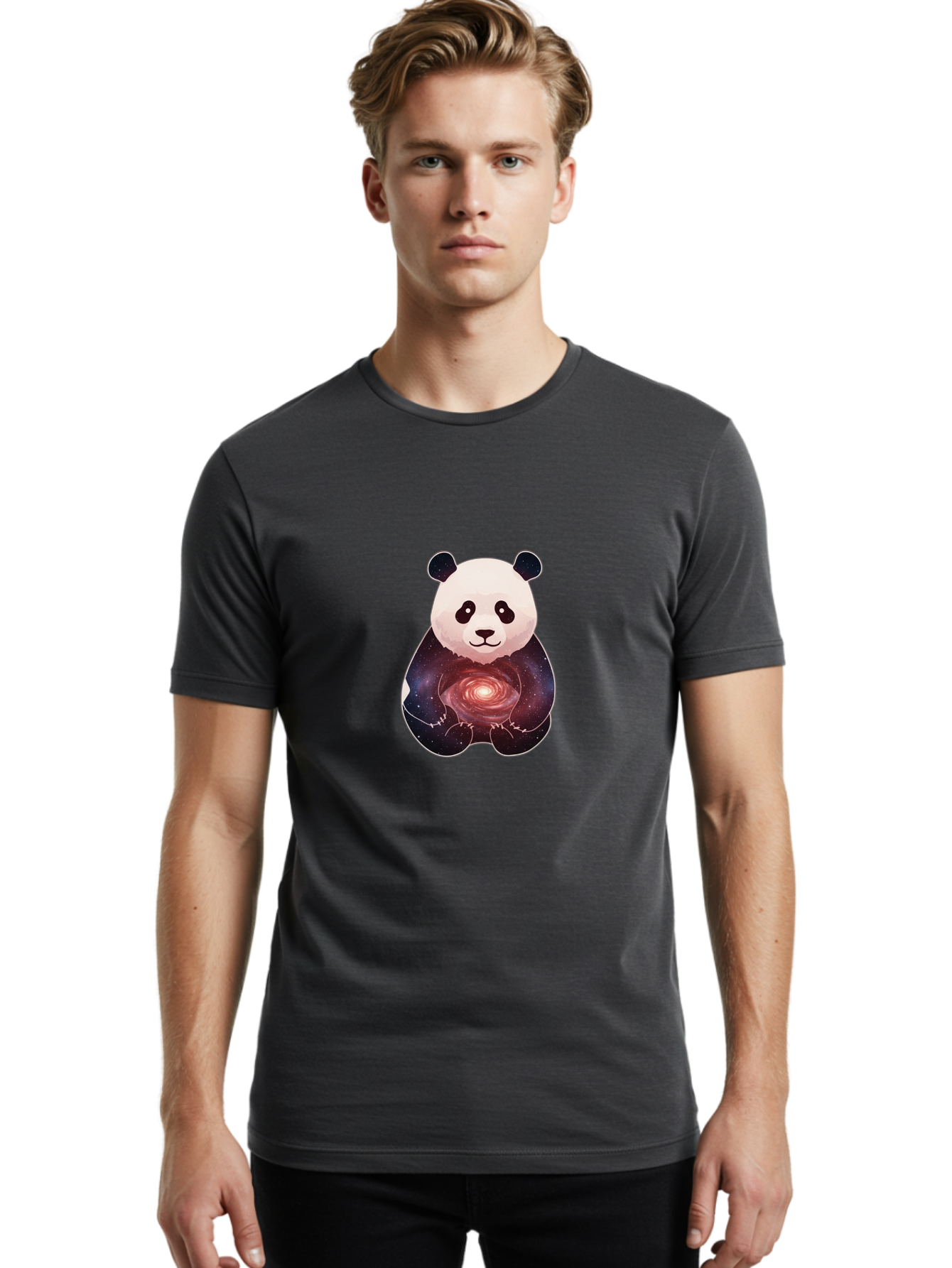 Panda-Galaxy-2 Men'S Graphic Tee, 100% Cotton, Comfortable Casual Summer Wear, Machine Washable, Vintage Camera, Old Camera, Antique Camera, Black Camera, Classic Photography, Photography Equipment, Nostalgic Device, Film Camera, Camera Art Baf290