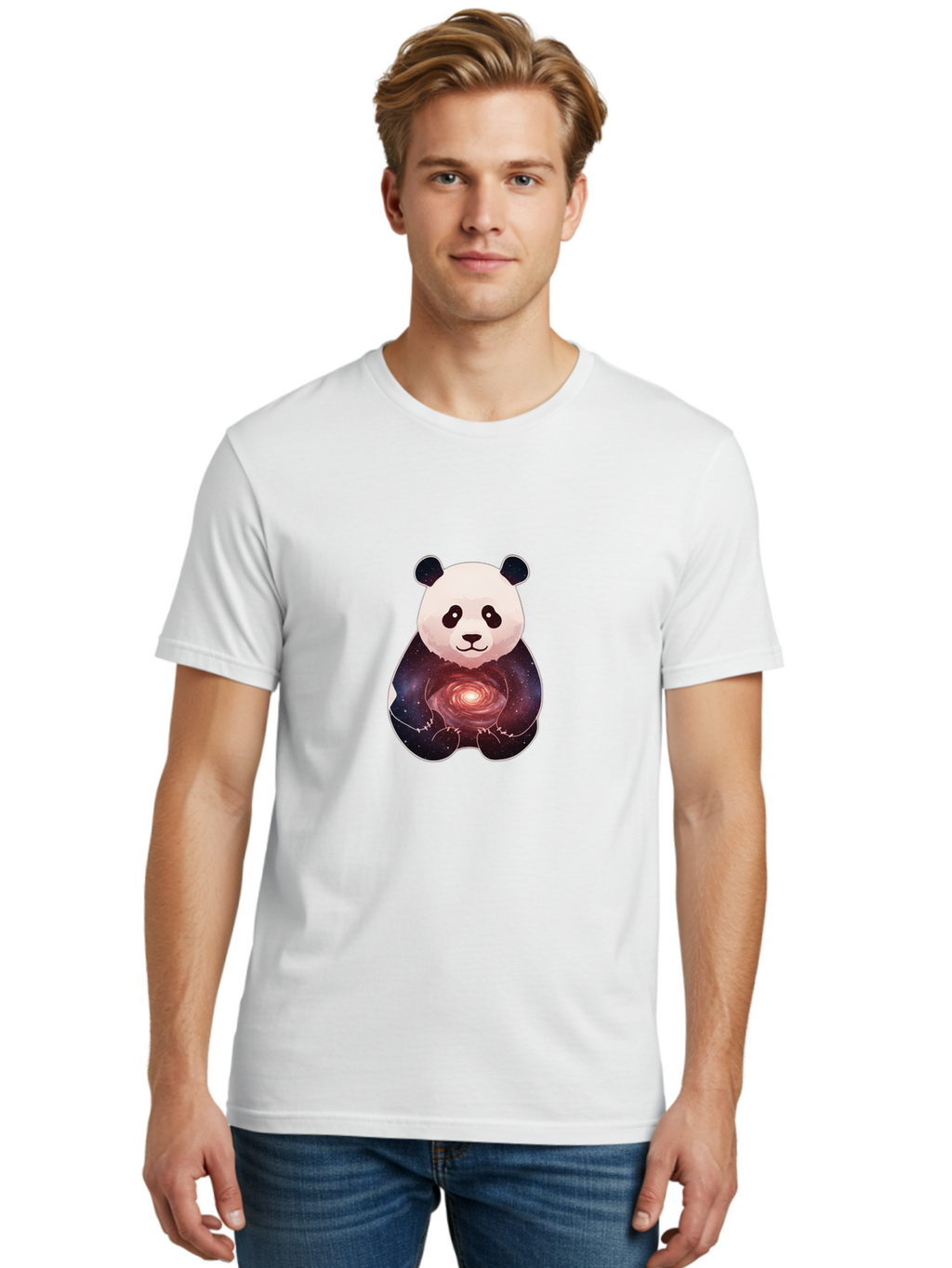 Panda-Galaxy-2 Men'S Graphic Tee, 100% Cotton, Comfortable Casual Summer Wear, Machine Washable, Vintage Camera, Old Camera, Antique Camera, Black Camera, Classic Photography, Photography Equipment, Nostalgic Device, Film Camera, Camera Art Baf290