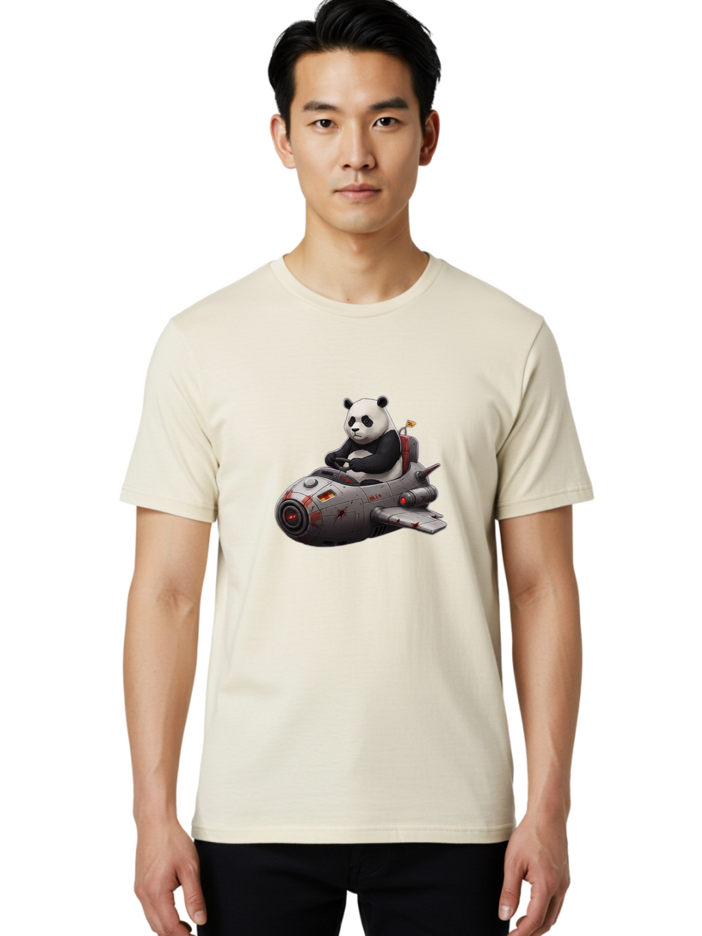 Panda-In-Spaceship-1 Men'S Graphic Tee, 100% Cotton, Comfortable Casual Summer Wear, Machine Washable, Vintage Camera, Old Camera, Antique Camera, Black Camera, Classic Photography, Photography Equipment, Nostalgic Device, Film Camera, Baf298