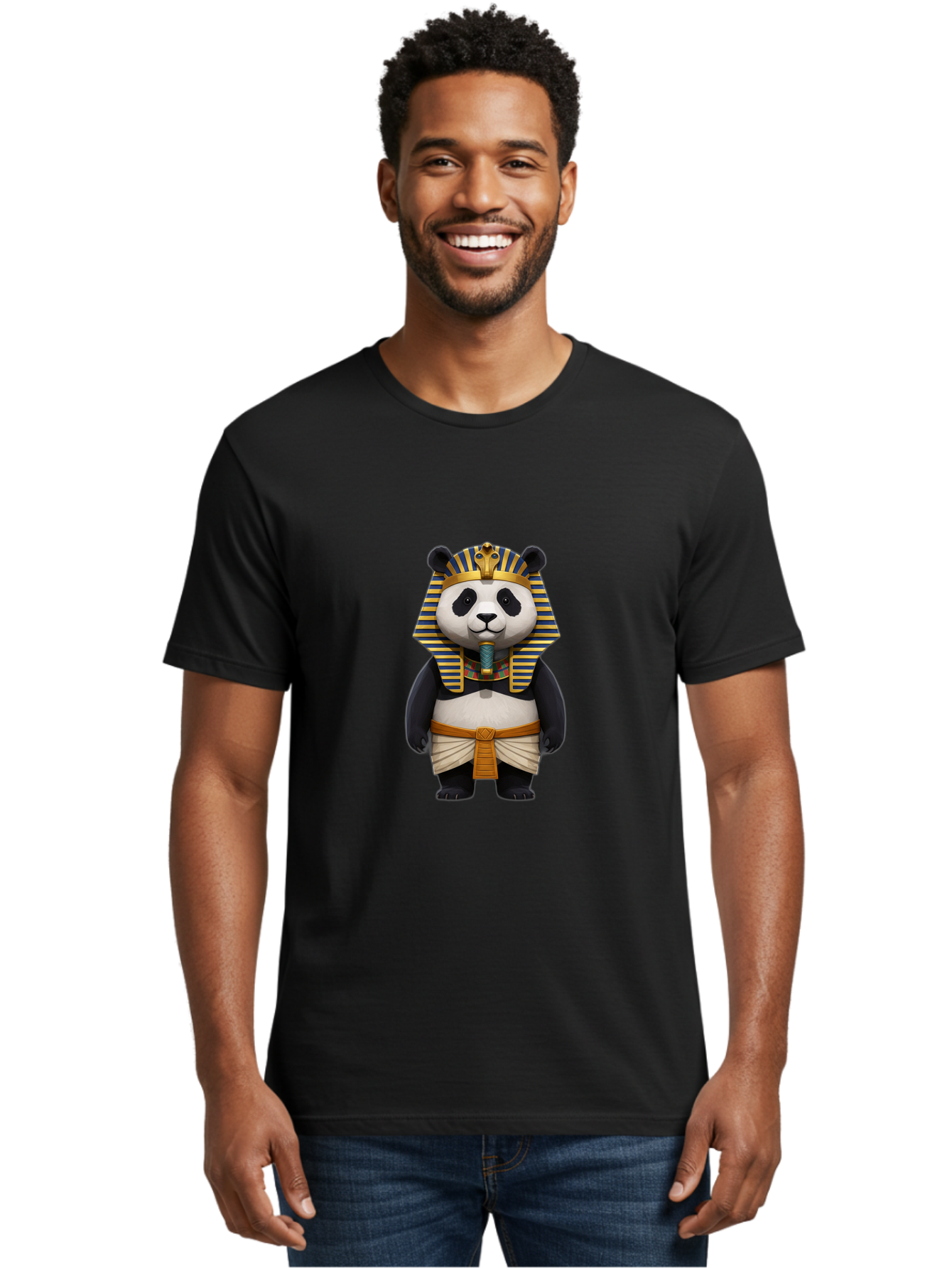 Panda-Pharaoh-2 Men'S Graphic Tee, 100% Cotton, Comfortable Casual Summer Wear, Machine Washable, Vintage Camera, Old Camera, Antique Camera, Black Camera, Classic Photography, Photography Equipment, Nostalgic Device, Film Camera, Camera Art Baf304
