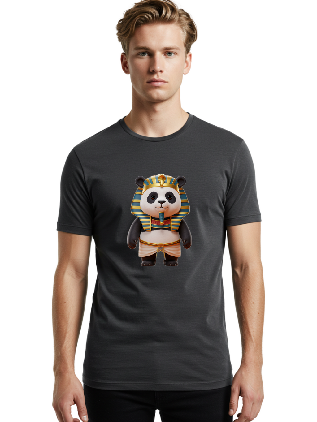 Panda-Pharaoh-4 Men'S Graphic Tee, 100% Cotton, Comfortable Casual Summer Wear, Machine Washable, Vintage Camera, Old Camera, Antique Camera, Black Camera, Classic Photography, Photography Equipment, Nostalgic Device, Film Camera, Camera Art Baf306
