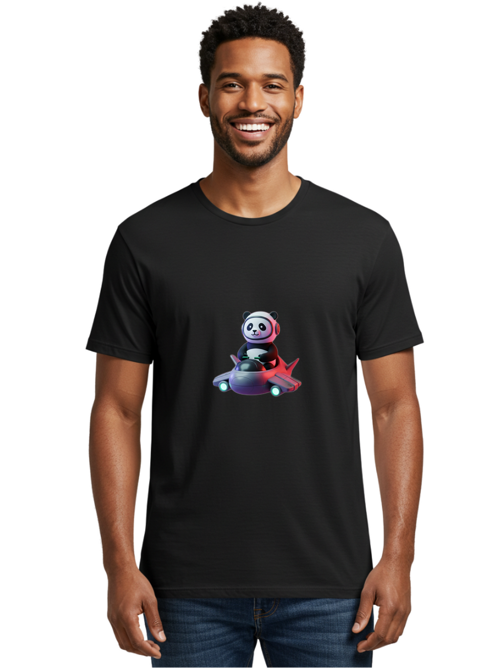 Panda-Pilot-2 Men'S Graphic Tee, 100% Cotton, Comfortable Casual Summer Wear, Machine Washable, Vintage Camera, Old Camera, Antique Camera, Black Camera, Classic Photography, Photography Equipment, Nostalgic Device, Film Camera, Camera Art Baf313