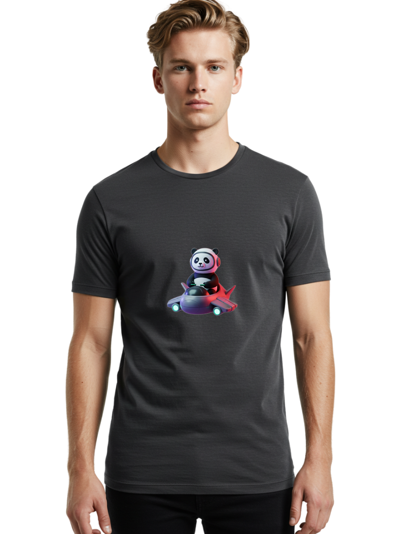 Panda-Pilot-2 Men'S Graphic Tee, 100% Cotton, Comfortable Casual Summer Wear, Machine Washable, Vintage Camera, Old Camera, Antique Camera, Black Camera, Classic Photography, Photography Equipment, Nostalgic Device, Film Camera, Camera Art Baf313