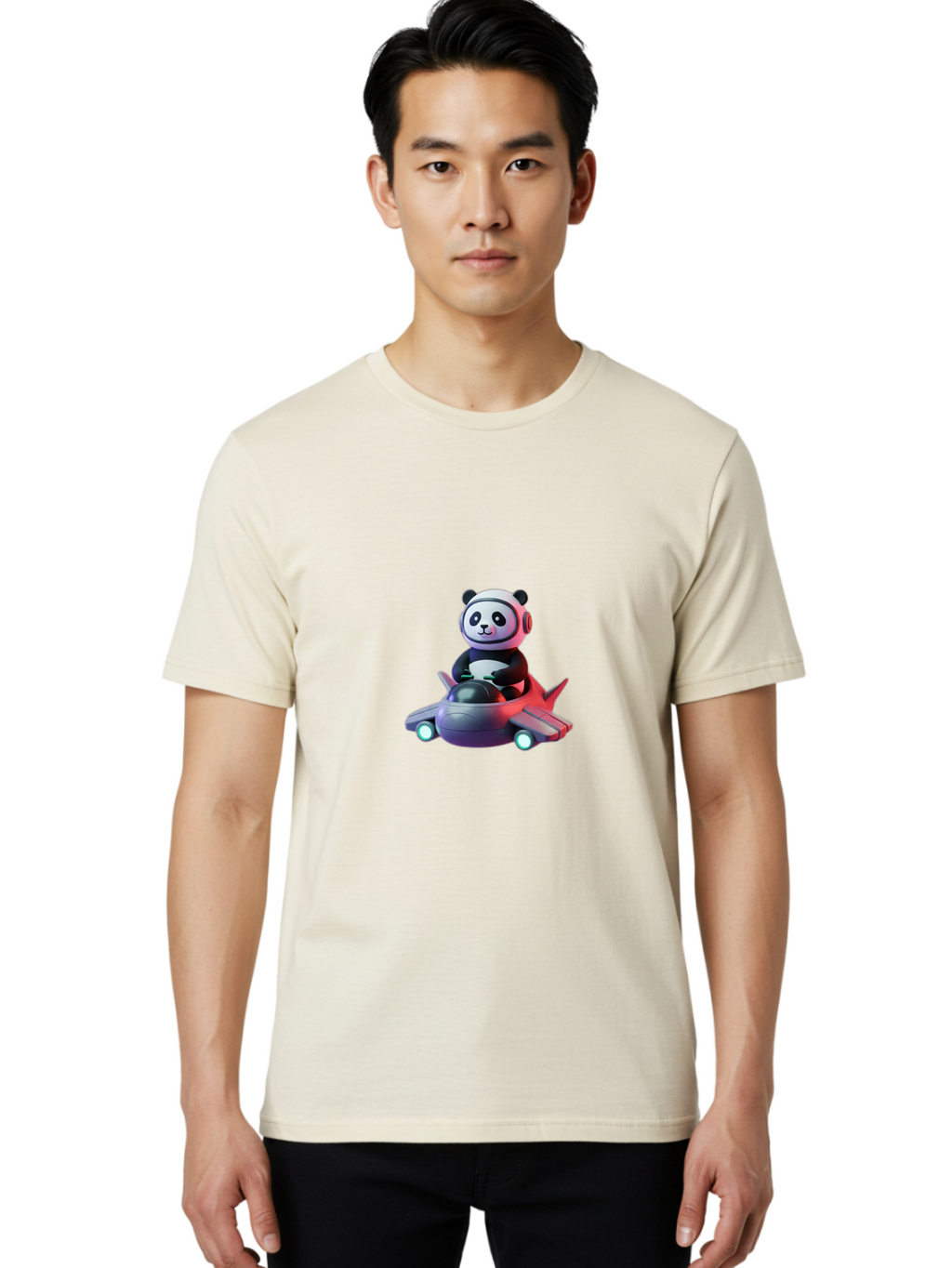 Panda-Pilot-2 Men'S Graphic Tee, 100% Cotton, Comfortable Casual Summer Wear, Machine Washable, Vintage Camera, Old Camera, Antique Camera, Black Camera, Classic Photography, Photography Equipment, Nostalgic Device, Film Camera, Camera Art Baf313