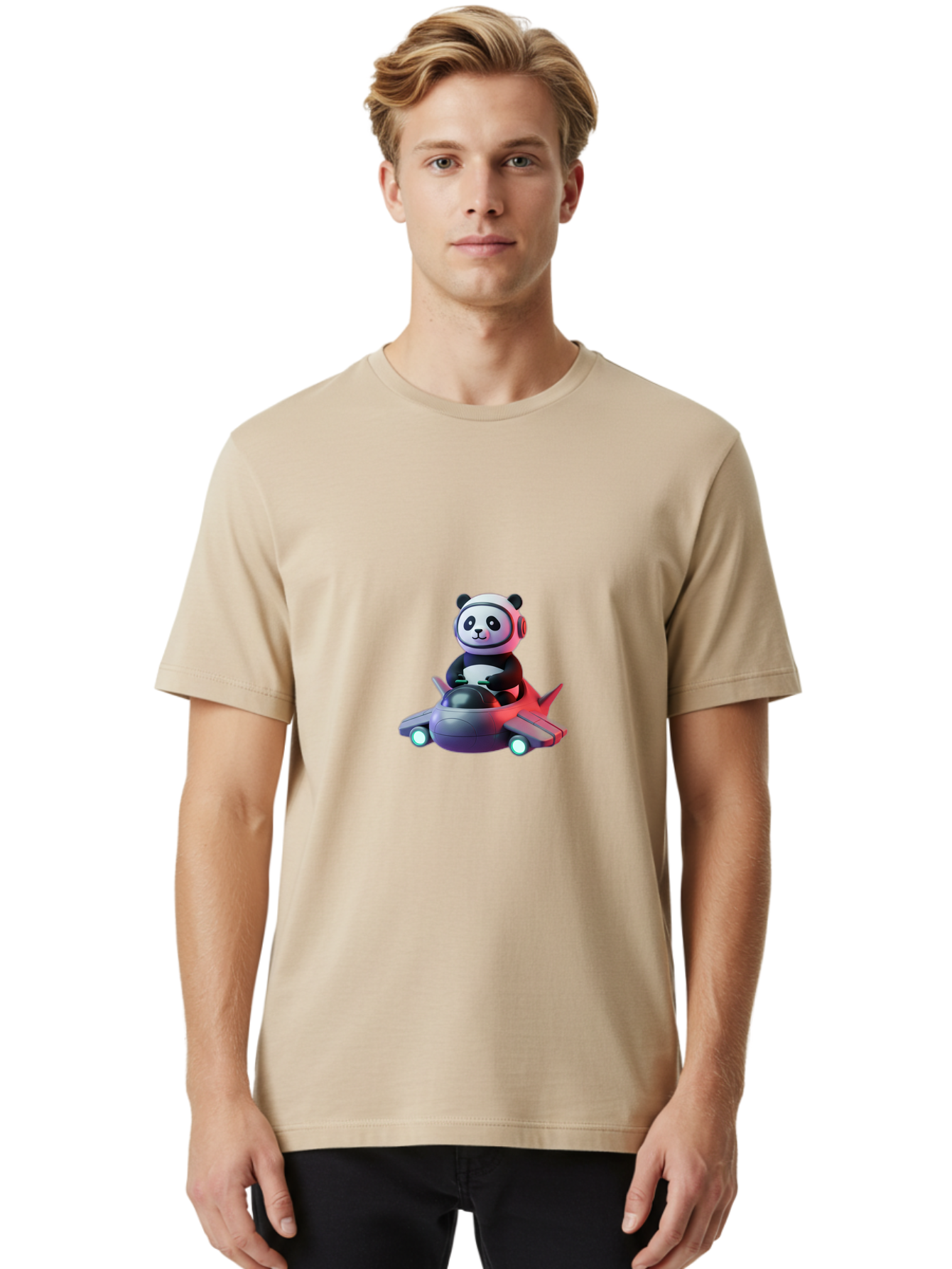 Panda-Pilot-2 Men'S Graphic Tee, 100% Cotton, Comfortable Casual Summer Wear, Machine Washable, Vintage Camera, Old Camera, Antique Camera, Black Camera, Classic Photography, Photography Equipment, Nostalgic Device, Film Camera, Camera Art Baf313