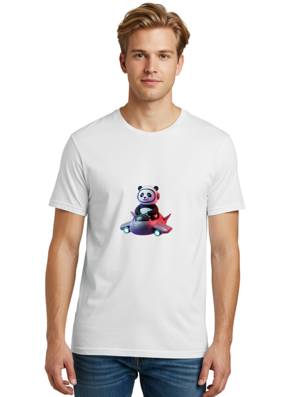 Panda-Pilot-2 Men'S Graphic Tee, 100% Cotton, Comfortable Casual Summer Wear, Machine Washable, Vintage Camera, Old Camera, Antique Camera, Black Camera, Classic Photography, Photography Equipment, Nostalgic Device, Film Camera, Camera Art Baf313