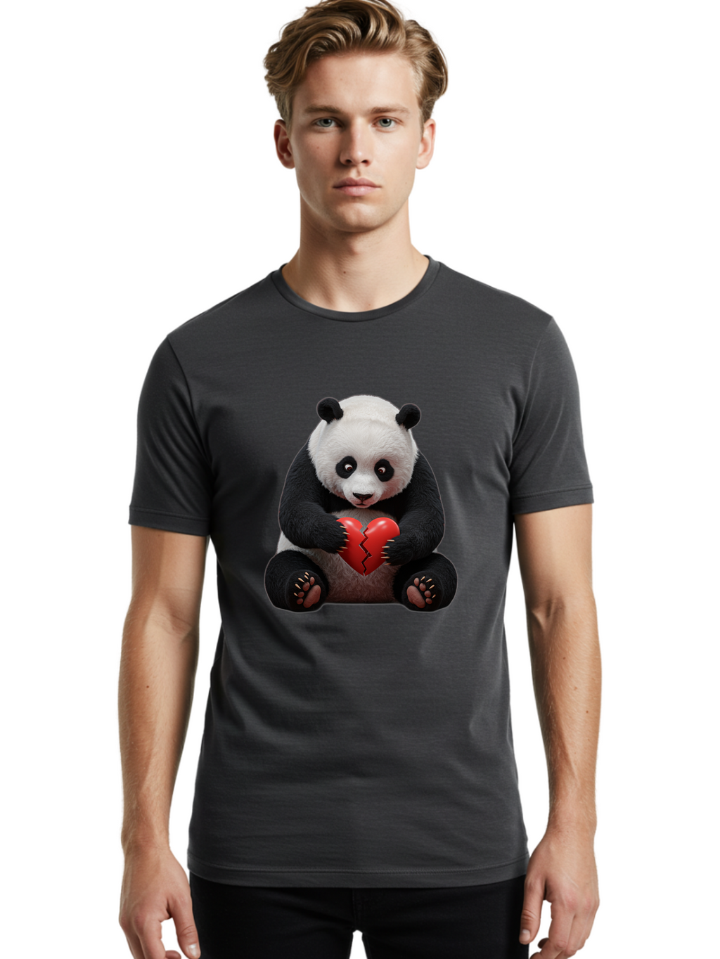 Panda-With-Broken-Heart-1 Men'S Graphic Tee, 100% Cotton, Comfortable Casual Summer Wear, Machine Washable, Vintage Camera, Old Camera, Antique Camera, Black Camera, Classic Photography, Photography Equipment, Nostalgic Device, Film Camera, Baf326