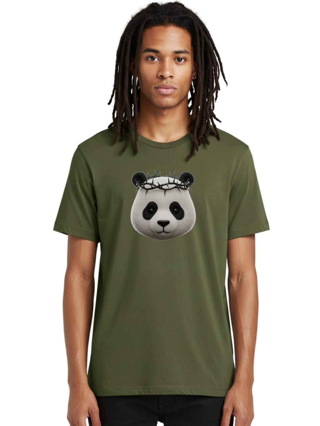 Panda-With-Crown-Of-Thorns-1 Men'S Graphic Tee, 100% Cotton, Comfortable Casual Summer Wear, Machine Washable, Vintage Camera, Old Camera, Antique Camera, Black Camera, Classic Photography, Photography Equipment, Nostalgic Device, Film Camera, Baf331