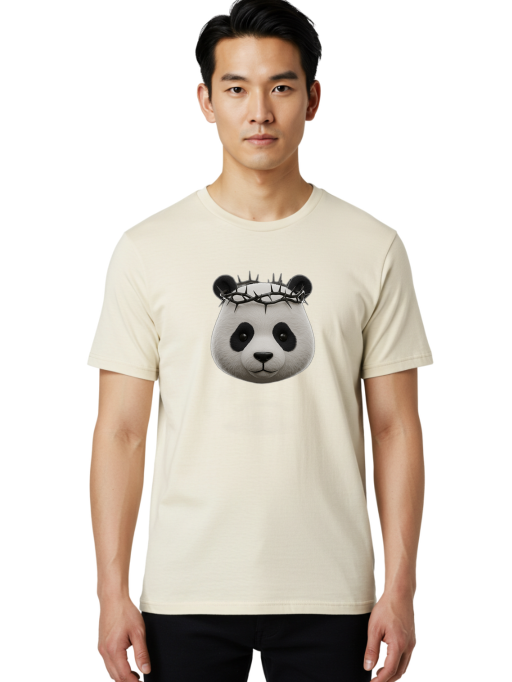 Panda-With-Crown-Of-Thorns-1 Men'S Graphic Tee, 100% Cotton, Comfortable Casual Summer Wear, Machine Washable, Vintage Camera, Old Camera, Antique Camera, Black Camera, Classic Photography, Photography Equipment, Nostalgic Device, Film Camera, Baf331