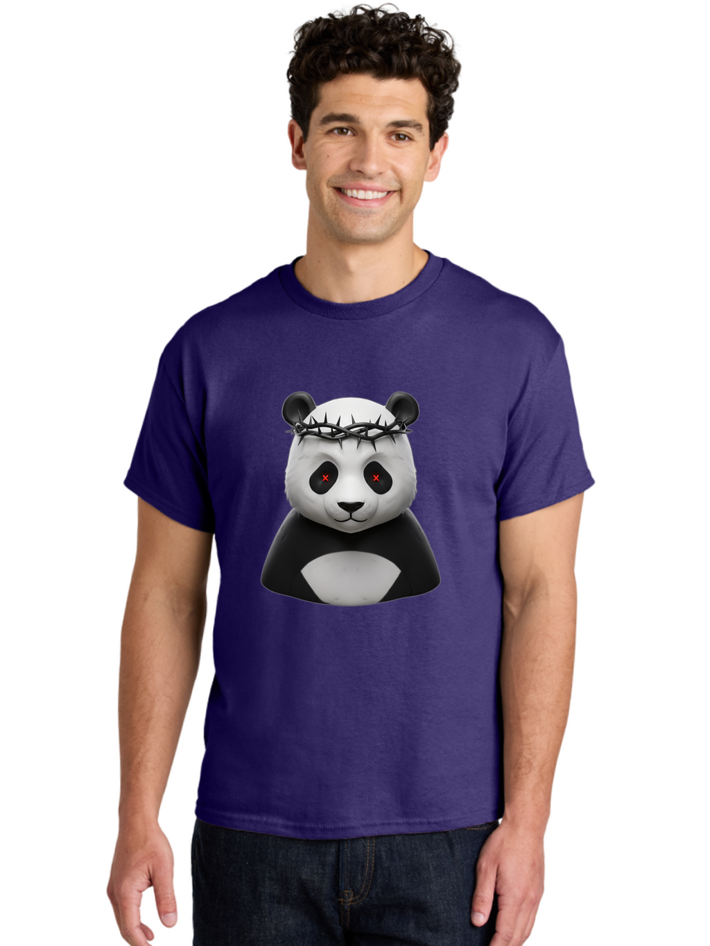 Panda-With-Crown-Of-Thorns-2 Men'S Graphic Tee, 100% Cotton, Comfortable Casual Summer Wear, Machine Washable, Vintage Camera, Old Camera, Antique Camera, Black Camera, Classic Photography, Photography Equipment, Nostalgic Device, Film Camera, Baf332