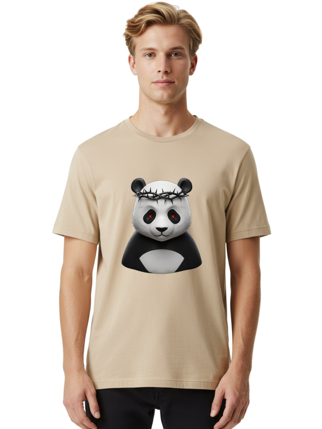 Panda-With-Crown-Of-Thorns-2 Men'S Graphic Tee, 100% Cotton, Comfortable Casual Summer Wear, Machine Washable, Vintage Camera, Old Camera, Antique Camera, Black Camera, Classic Photography, Photography Equipment, Nostalgic Device, Film Camera, Baf332