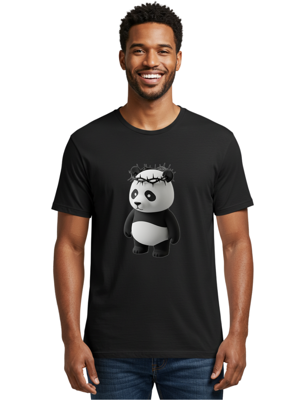 Panda-With-Crown-Of-Thorns-3 Men'S Graphic Tee, 100% Cotton, Comfortable Casual Summer Wear, Machine Washable, Vintage Camera, Old Camera, Antique Camera, Black Camera, Classic Photography, Photography Equipment, Nostalgic Device, Film Camera, Baf333