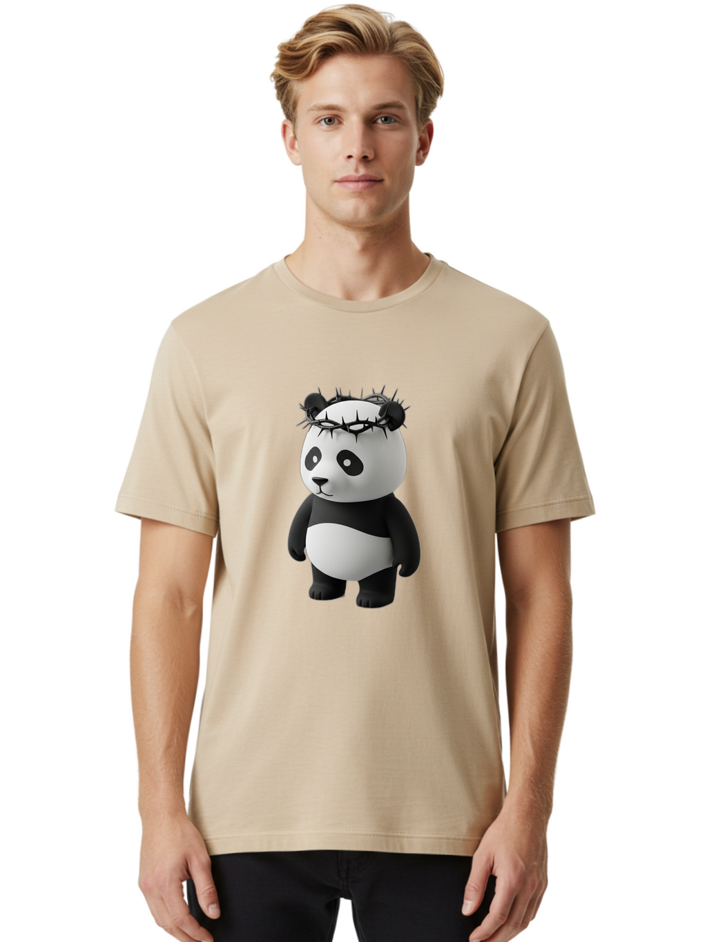 Panda-With-Crown-Of-Thorns-3 Men'S Graphic Tee, 100% Cotton, Comfortable Casual Summer Wear, Machine Washable, Vintage Camera, Old Camera, Antique Camera, Black Camera, Classic Photography, Photography Equipment, Nostalgic Device, Film Camera, Baf333