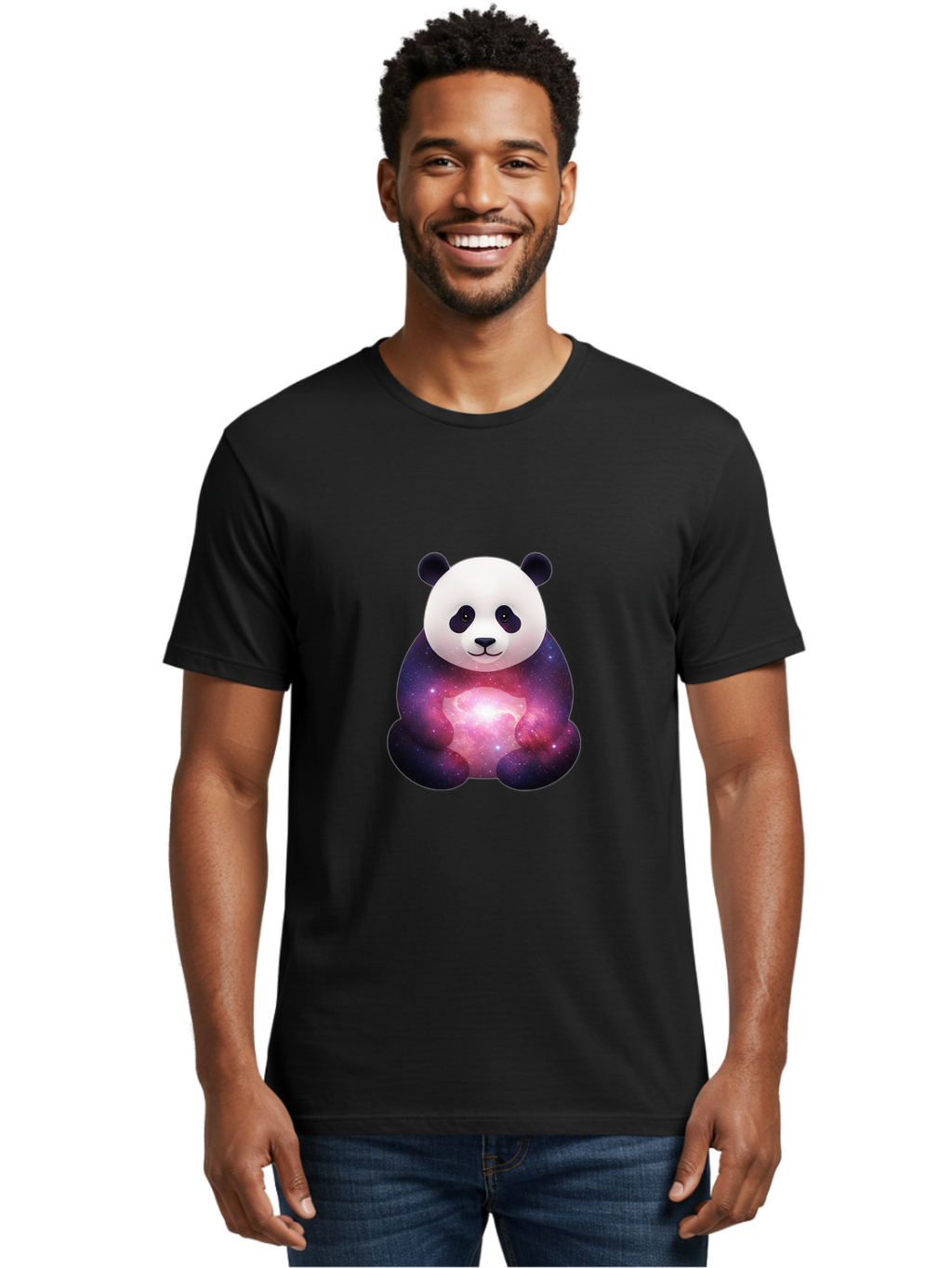 Panda-With-Galaxy Men'S Graphic Tee, 100% Cotton, Comfortable Casual Summer Wear, Machine Washable, Vintage Camera, Old Camera, Antique Camera, Black Camera, Classic Photography, Photography Equipment, Nostalgic Device, Film Camera, Camera Art Baf335