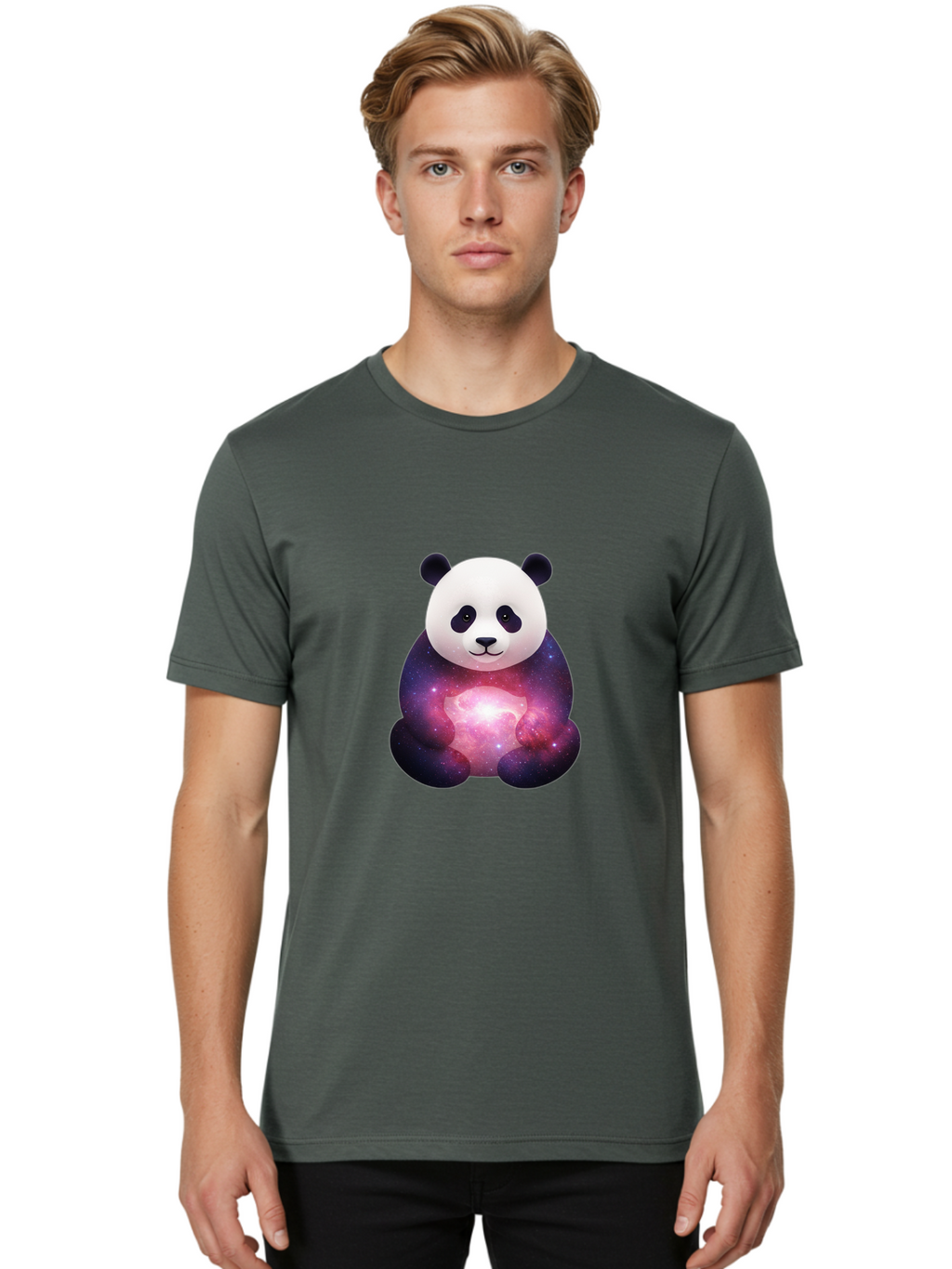 Panda-With-Galaxy Men'S Graphic Tee, 100% Cotton, Comfortable Casual Summer Wear, Machine Washable, Vintage Camera, Old Camera, Antique Camera, Black Camera, Classic Photography, Photography Equipment, Nostalgic Device, Film Camera, Camera Art Baf335