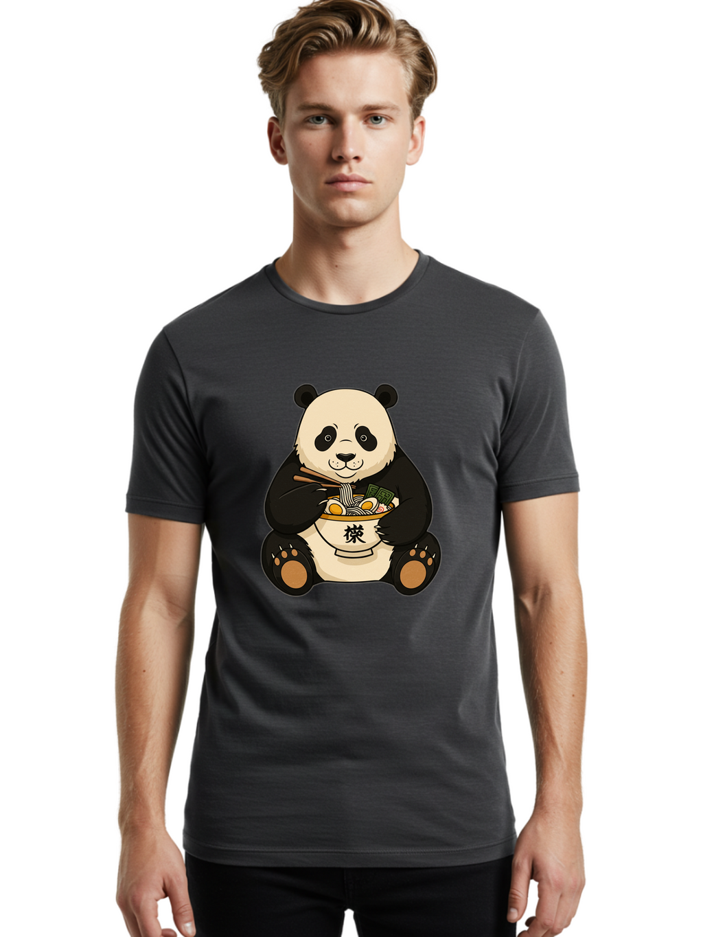 Panda-With-Ramen-2 Men'S Graphic Tee, 100% Cotton, Comfortable Casual Summer Wear, Machine Washable, Vintage Camera, Old Camera, Antique Camera, Black Camera, Classic Photography, Photography Equipment, Nostalgic Device, Film Camera, Baf337