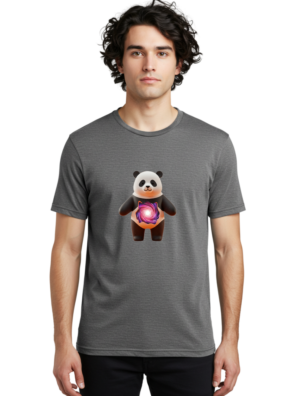 Panda-With-Swirling-Orb Men'S Graphic Tee, 100% Cotton, Comfortable Casual Summer Wear, Machine Washable, Vintage Camera, Old Camera, Antique Camera, Black Camera, Classic Photography, Photography Equipment, Nostalgic Device, Film Camera, Baf339