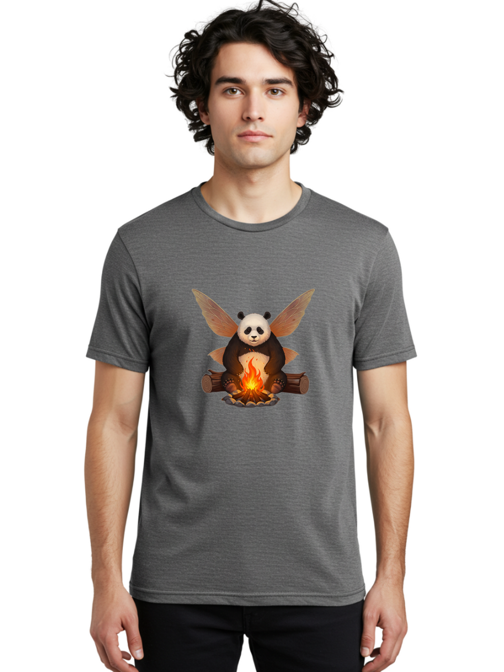 Panda-With-Wings-By-Campfire Men'S Graphic Tee, 100% Cotton, Comfortable Casual Summer Wear, Machine Washable, Vintage Camera, Old Camera, Antique Camera, Black Camera, Classic Photography, Photography Equipment, Nostalgic Device, Film Camera, Baf340