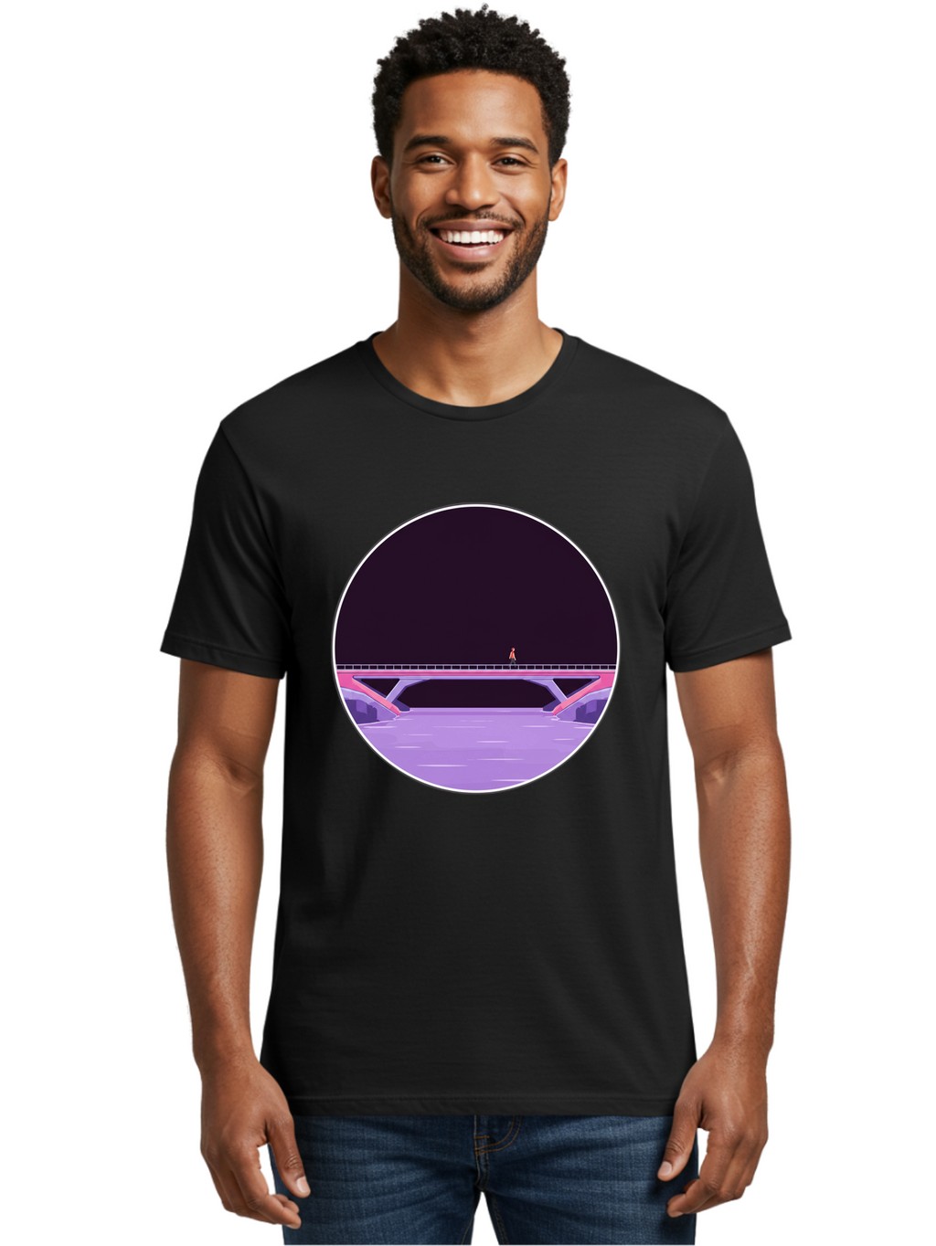 Person-On-Bridge Men'S Graphic Tee, 100% Cotton, Comfortable Casual Summer Wear, Machine Washable, Vintage Camera, Old Camera, Antique Camera, Black Camera, Classic Photography, Photography Equipment, Nostalgic Device, Film Camera, Camera Art Baf345