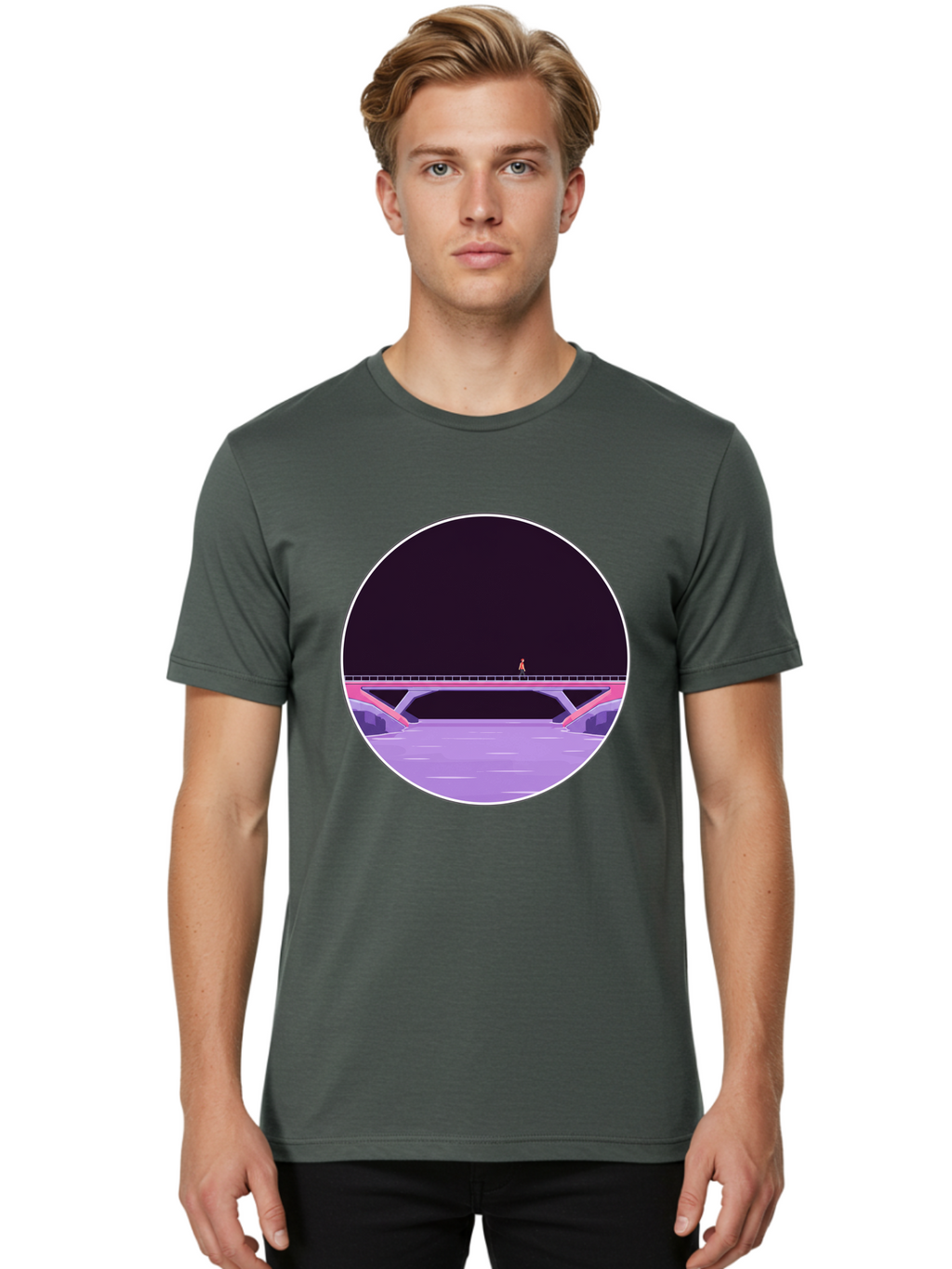Person-On-Bridge Men'S Graphic Tee, 100% Cotton, Comfortable Casual Summer Wear, Machine Washable, Vintage Camera, Old Camera, Antique Camera, Black Camera, Classic Photography, Photography Equipment, Nostalgic Device, Film Camera, Camera Art Baf345