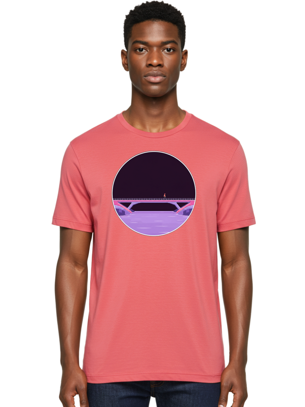 Person-On-Bridge Men'S Graphic Tee, 100% Cotton, Comfortable Casual Summer Wear, Machine Washable, Vintage Camera, Old Camera, Antique Camera, Black Camera, Classic Photography, Photography Equipment, Nostalgic Device, Film Camera, Camera Art Baf345