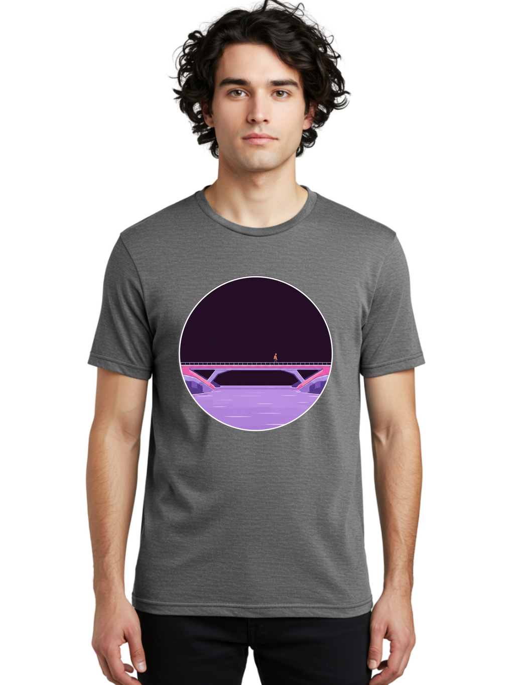 Person-On-Bridge Men'S Graphic Tee, 100% Cotton, Comfortable Casual Summer Wear, Machine Washable, Vintage Camera, Old Camera, Antique Camera, Black Camera, Classic Photography, Photography Equipment, Nostalgic Device, Film Camera, Camera Art Baf345