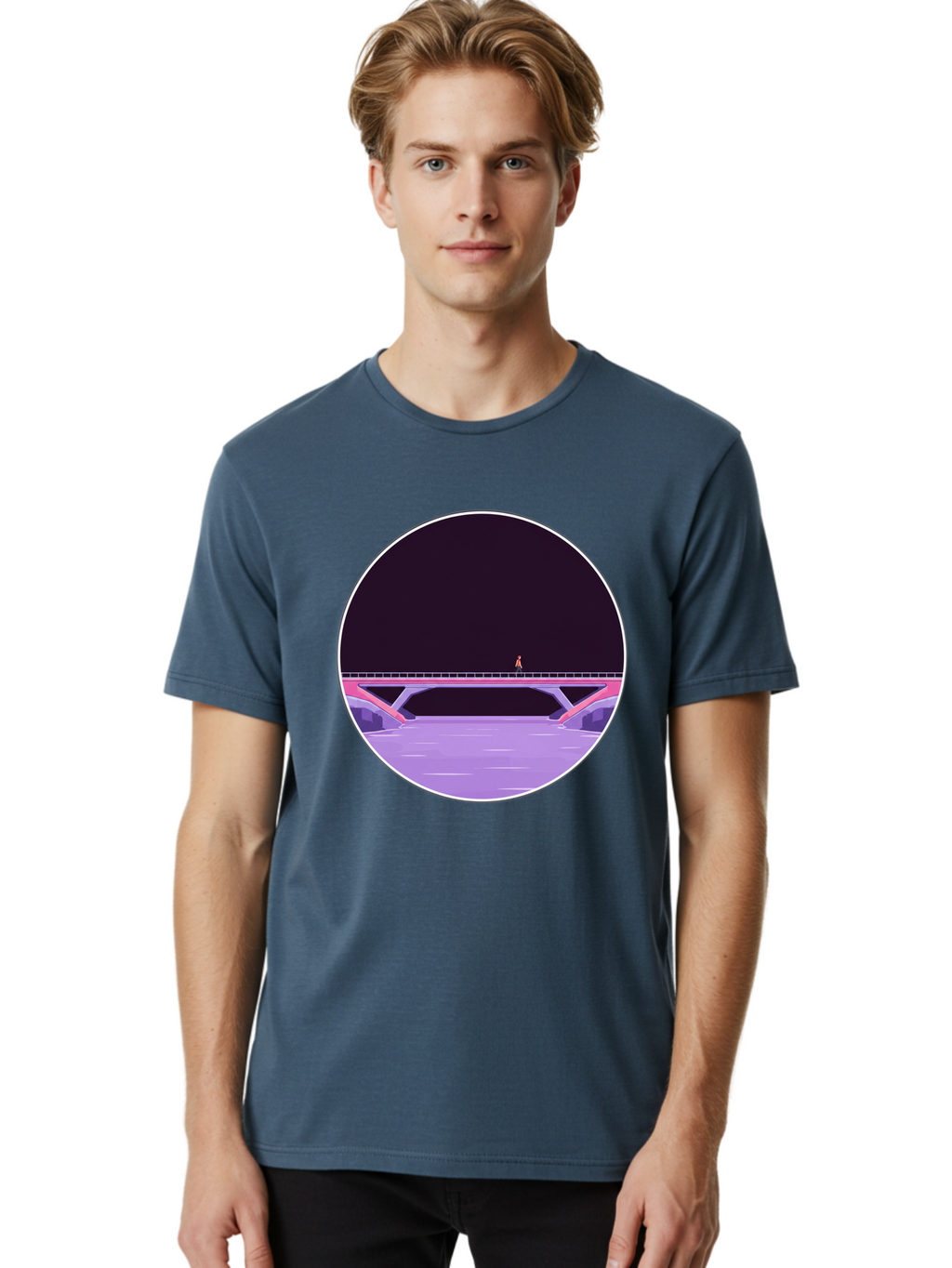 Person-On-Bridge Men'S Graphic Tee, 100% Cotton, Comfortable Casual Summer Wear, Machine Washable, Vintage Camera, Old Camera, Antique Camera, Black Camera, Classic Photography, Photography Equipment, Nostalgic Device, Film Camera, Camera Art Baf345