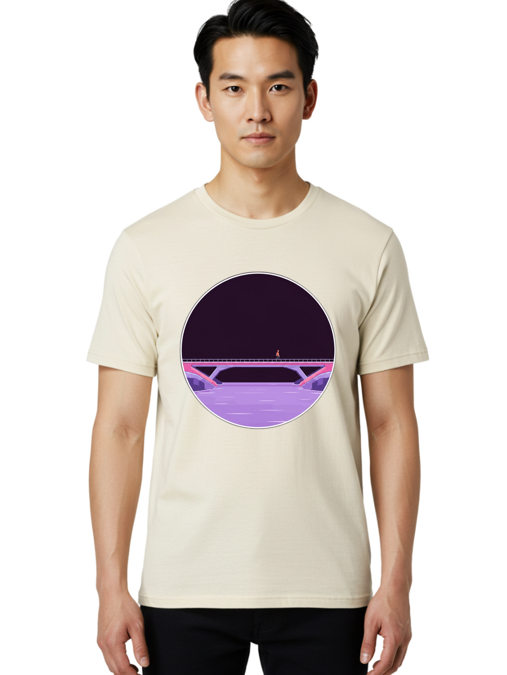 Person-On-Bridge Men'S Graphic Tee, 100% Cotton, Comfortable Casual Summer Wear, Machine Washable, Vintage Camera, Old Camera, Antique Camera, Black Camera, Classic Photography, Photography Equipment, Nostalgic Device, Film Camera, Camera Art Baf345