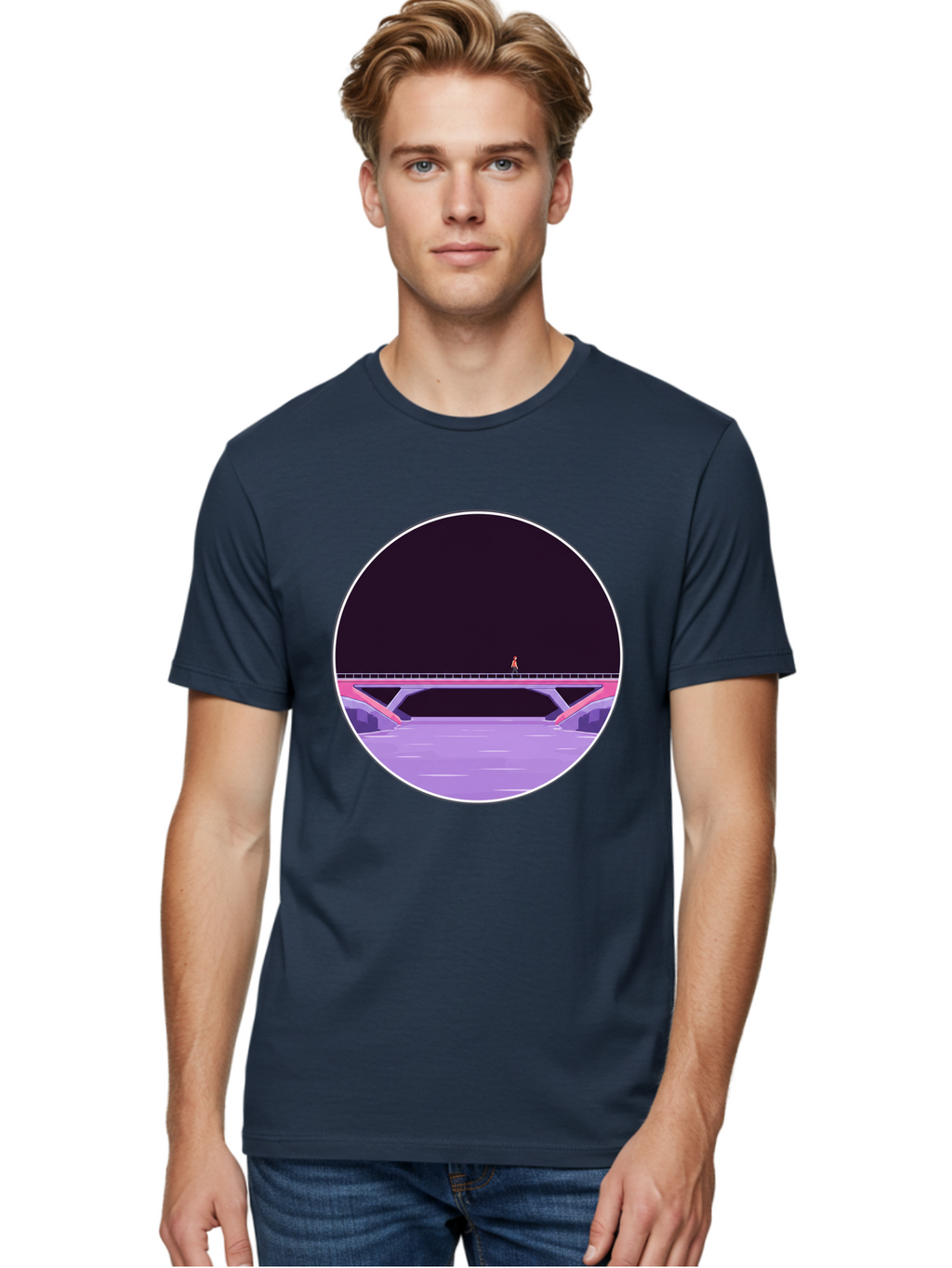 Person-On-Bridge Men'S Graphic Tee, 100% Cotton, Comfortable Casual Summer Wear, Machine Washable, Vintage Camera, Old Camera, Antique Camera, Black Camera, Classic Photography, Photography Equipment, Nostalgic Device, Film Camera, Camera Art Baf345