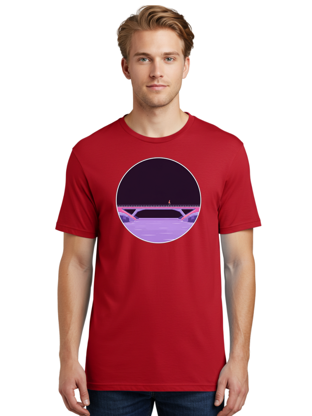 Person-On-Bridge Men'S Graphic Tee, 100% Cotton, Comfortable Casual Summer Wear, Machine Washable, Vintage Camera, Old Camera, Antique Camera, Black Camera, Classic Photography, Photography Equipment, Nostalgic Device, Film Camera, Camera Art Baf345