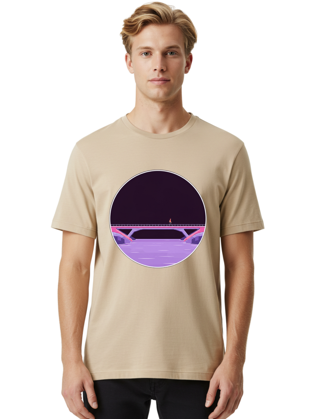 Person-On-Bridge Men'S Graphic Tee, 100% Cotton, Comfortable Casual Summer Wear, Machine Washable, Vintage Camera, Old Camera, Antique Camera, Black Camera, Classic Photography, Photography Equipment, Nostalgic Device, Film Camera, Camera Art Baf345