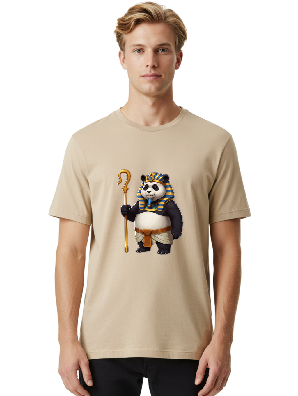 Pharaoh-Panda-1 Men'S Graphic Tee, 100% Cotton, Comfortable Casual Summer Wear, Machine Washable, Vintage Camera, Old Camera, Antique Camera, Black Camera, Classic Photography, Photography Equipment, Nostalgic Device, Film Camera, Camera Art Baf346